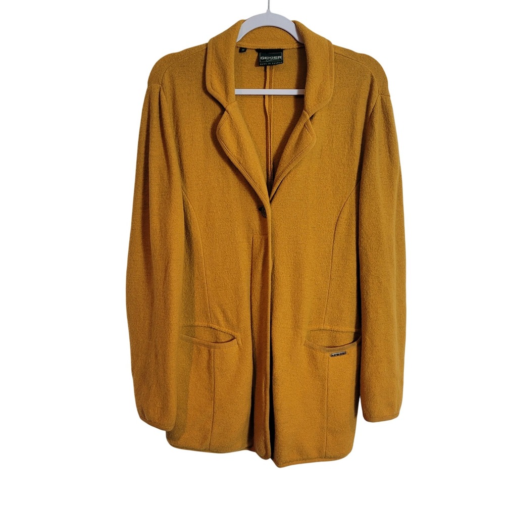Geiger‎ Mustard Yellow Boiled Wool Jacket Made in Austria Womens Size 38 READ
